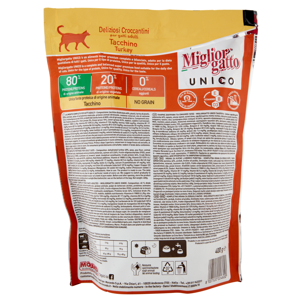 Migliorgatto Unico Deliziosi Croccantini Tacchino 400 g