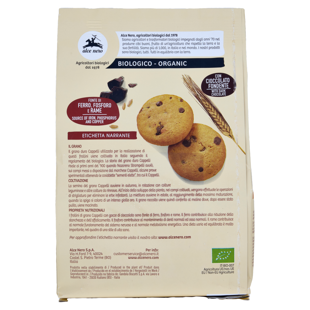 alce nero Frollino di Grano Cappelli con Gocce di Cioccolato 250 g