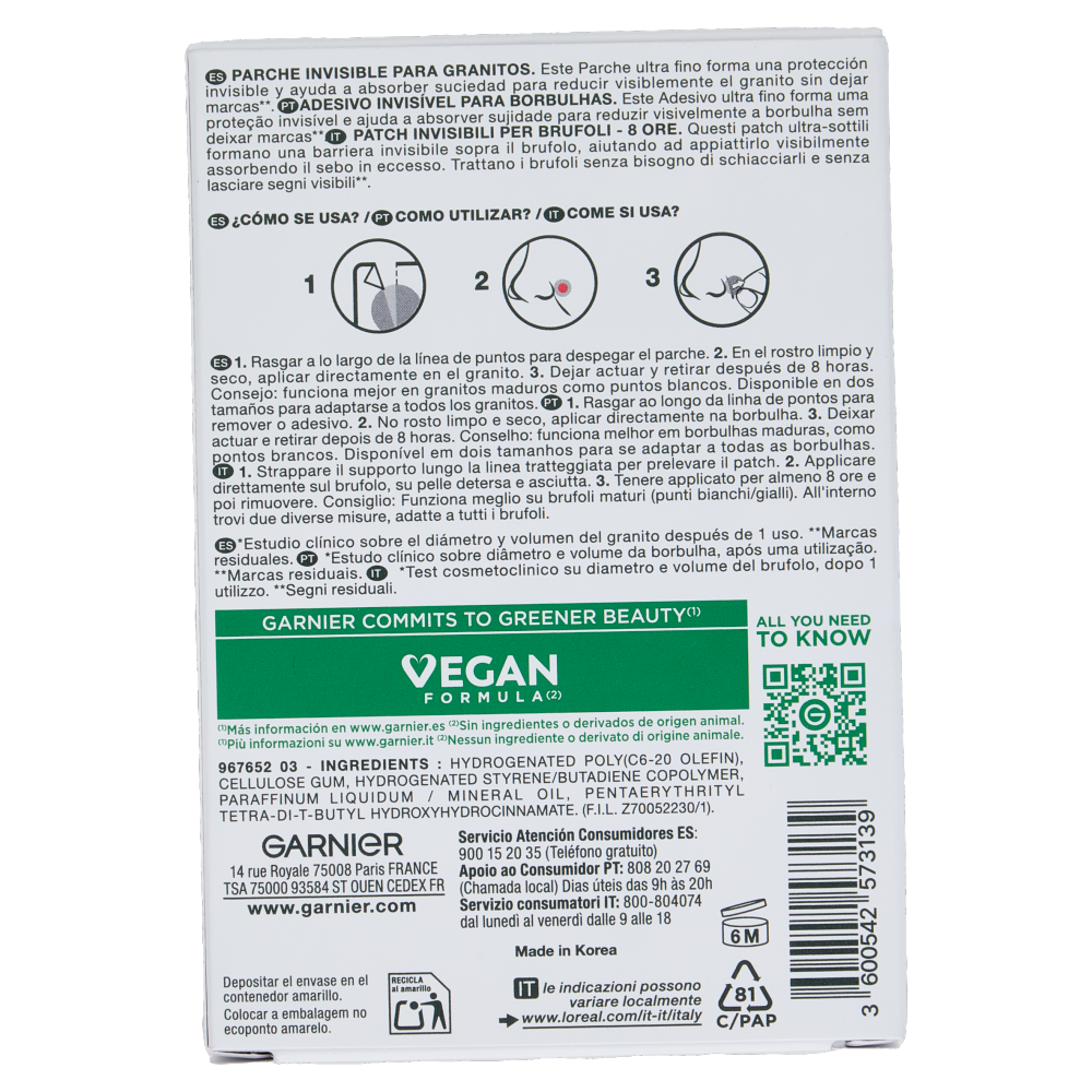 Garnier PureActive 8 Hours Pimple Patch Invisible 22 pz