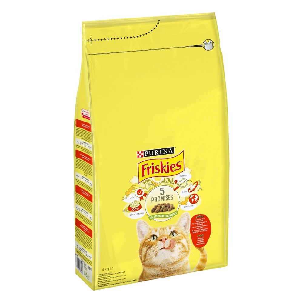 Friskies Adult Cibo Secco per gatti Adulti con Manzo, Pollo e Verdure, sacco da 4 Kg