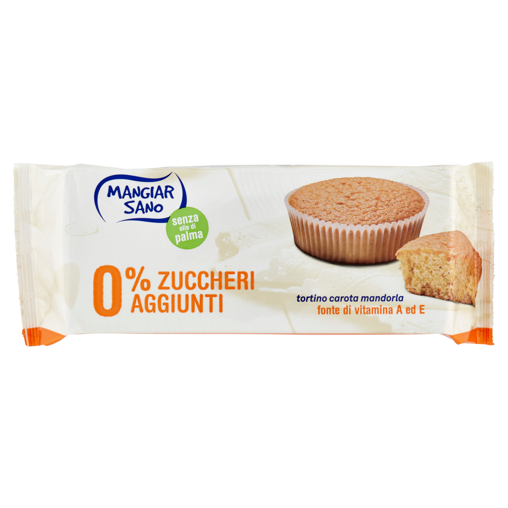 Mangiar Sano 0% Zuccheri Aggiunti tortino carota mandorla 4 x 45 g