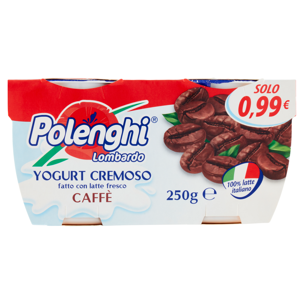 Polenghi Lombardo Yogurt Cremoso fatto con latte fresco Caff&egrave; 2 x 125 g
