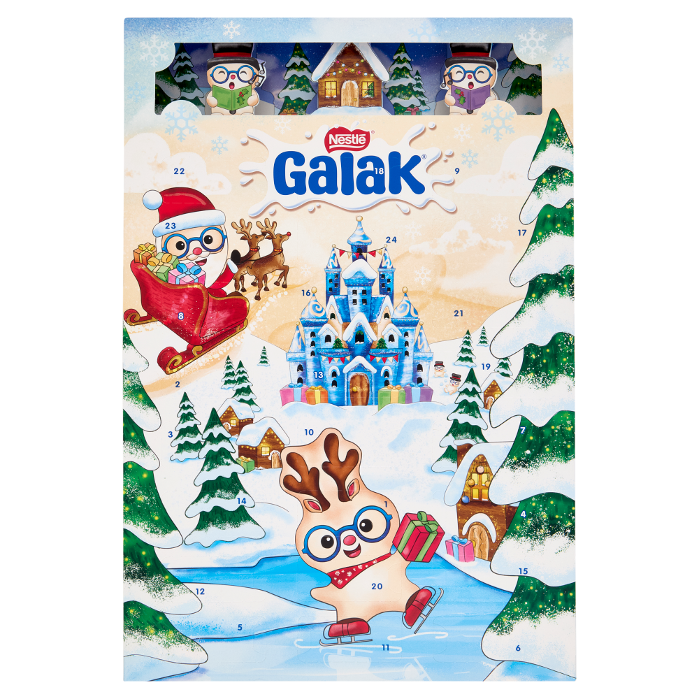 GALAK Calendario Avvento Personaggi di Cioccolato Bianco e Cereali 196,8g