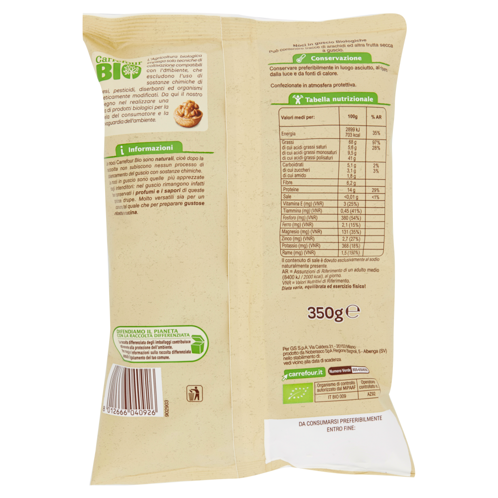 Carrefour Bio Noci in guscio 350 g
