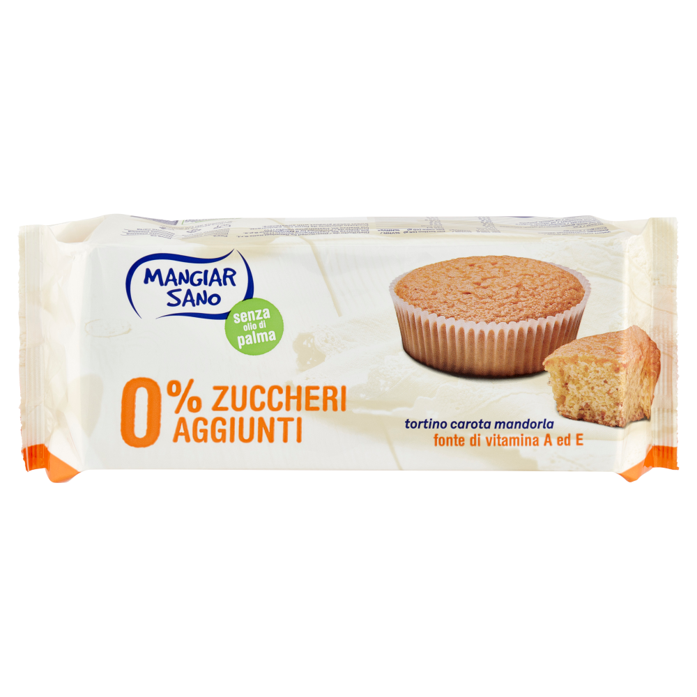 Mangiar Sano 0% Zuccheri Aggiunti tortino carota mandorla 4 x 45 g