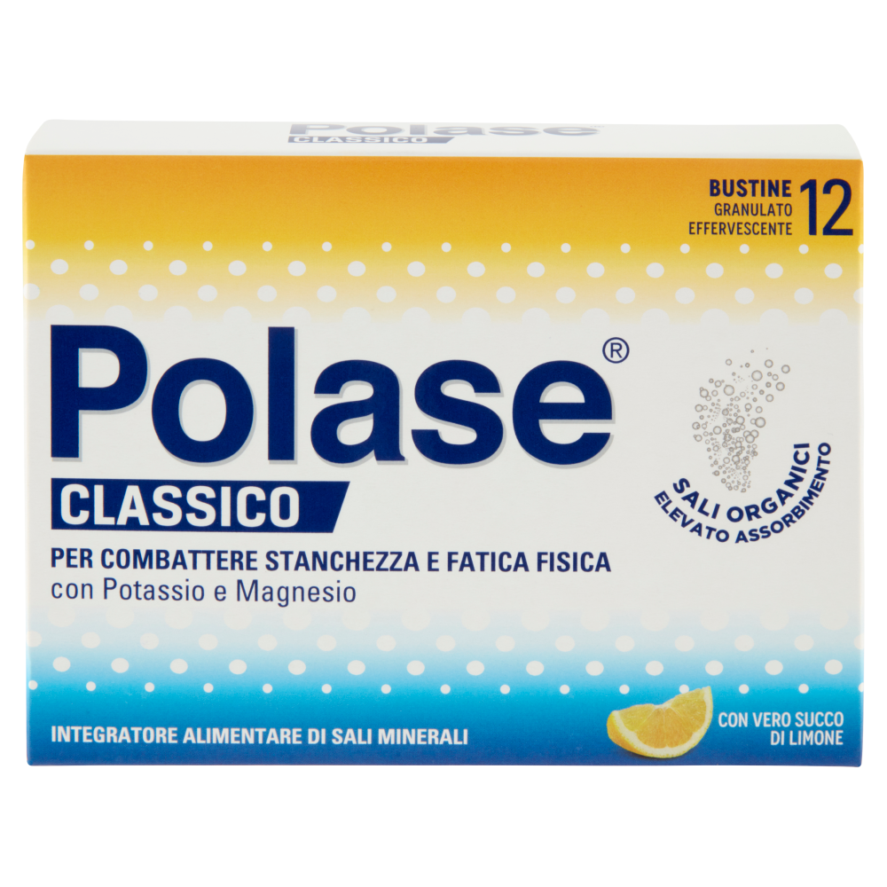 Polase integratore alimentare potassio, magnesio e sali minerali gusto limone 12 bustine 120 g