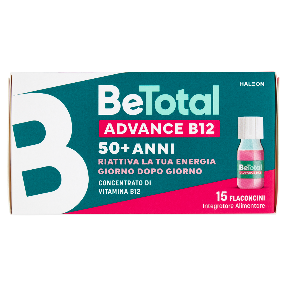 BeTotal Advance B12 Integratore con Vitamina B12, Zinco, Niacina, 50+ anni, 15 Flaconcini 105 ml