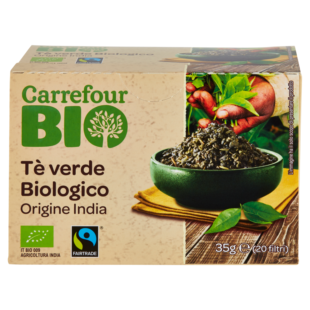 Carrefour Bio Tè verde Biologico Origine India 20 x 1,75 g