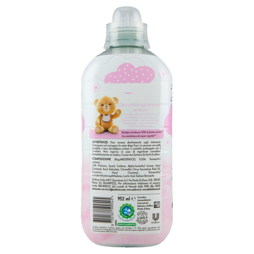 Coccolino Ammorbidente Concentrato Delicato & Soffice Petalo di rosa 41 Lavaggi 952 ml