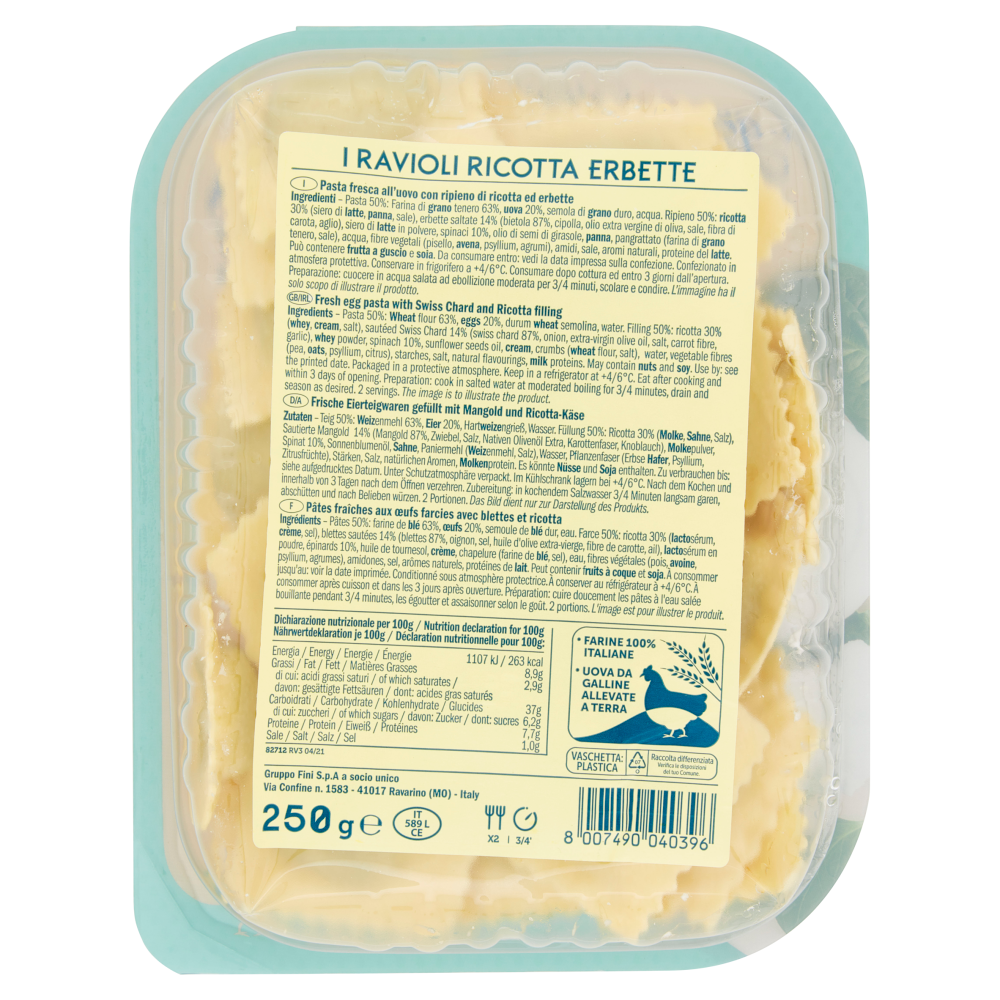 Fini i granripieni di sapore i Ravioli Ricotta Erbette 250 g