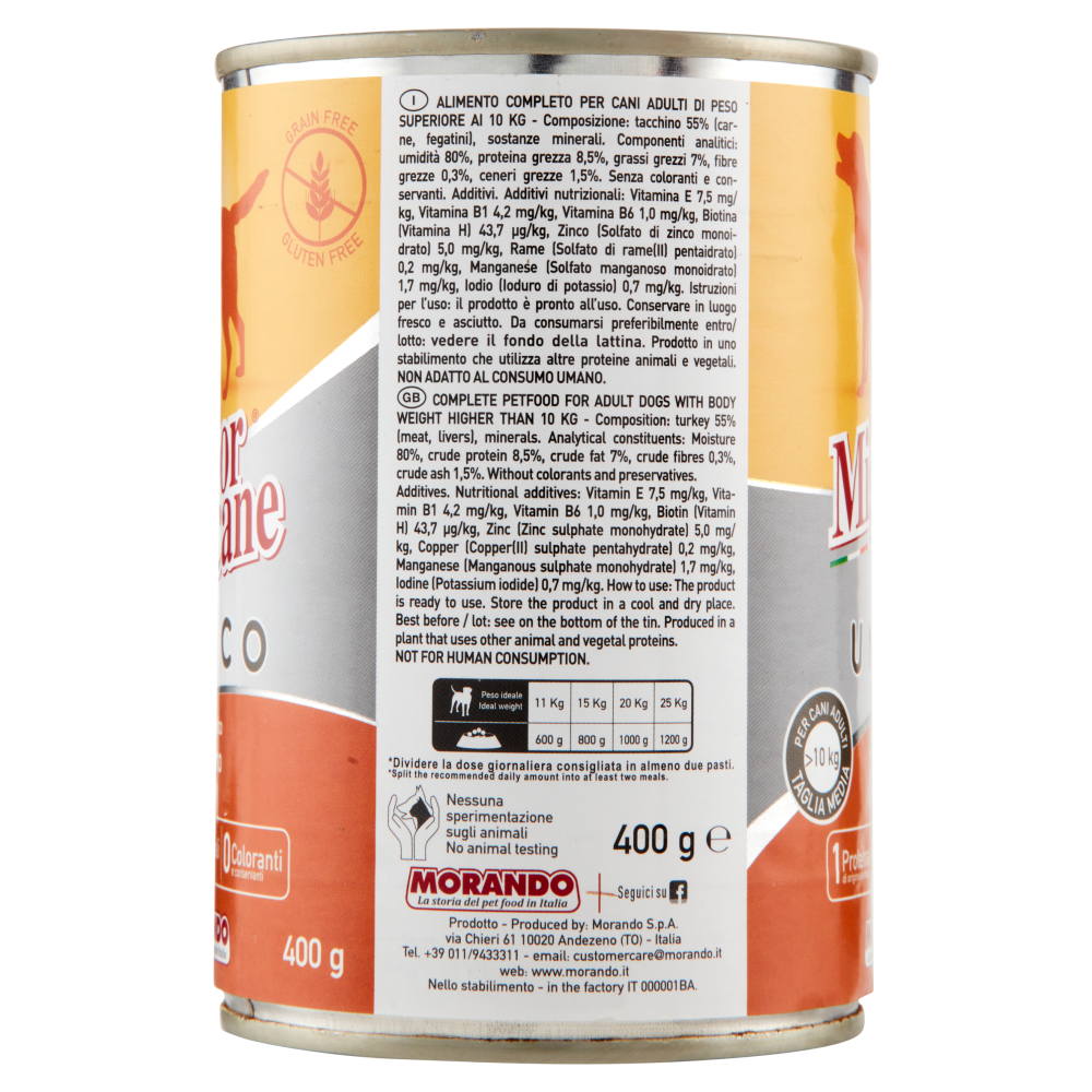 Migliorcane Unico Pat&egrave; Rustico Tacchino per Cani Adulti >10 kg Taglia Media 400 g