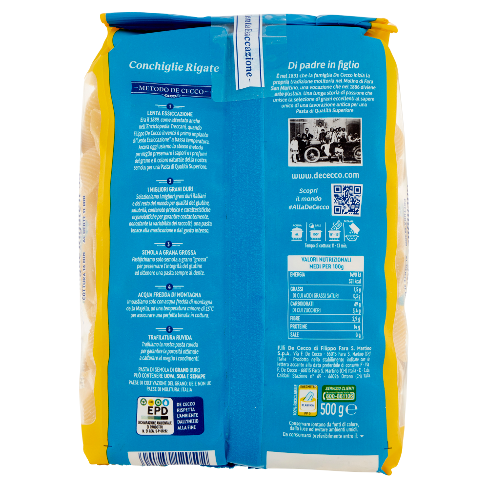 De Cecco Conchiglie Rigate n°50 500 g