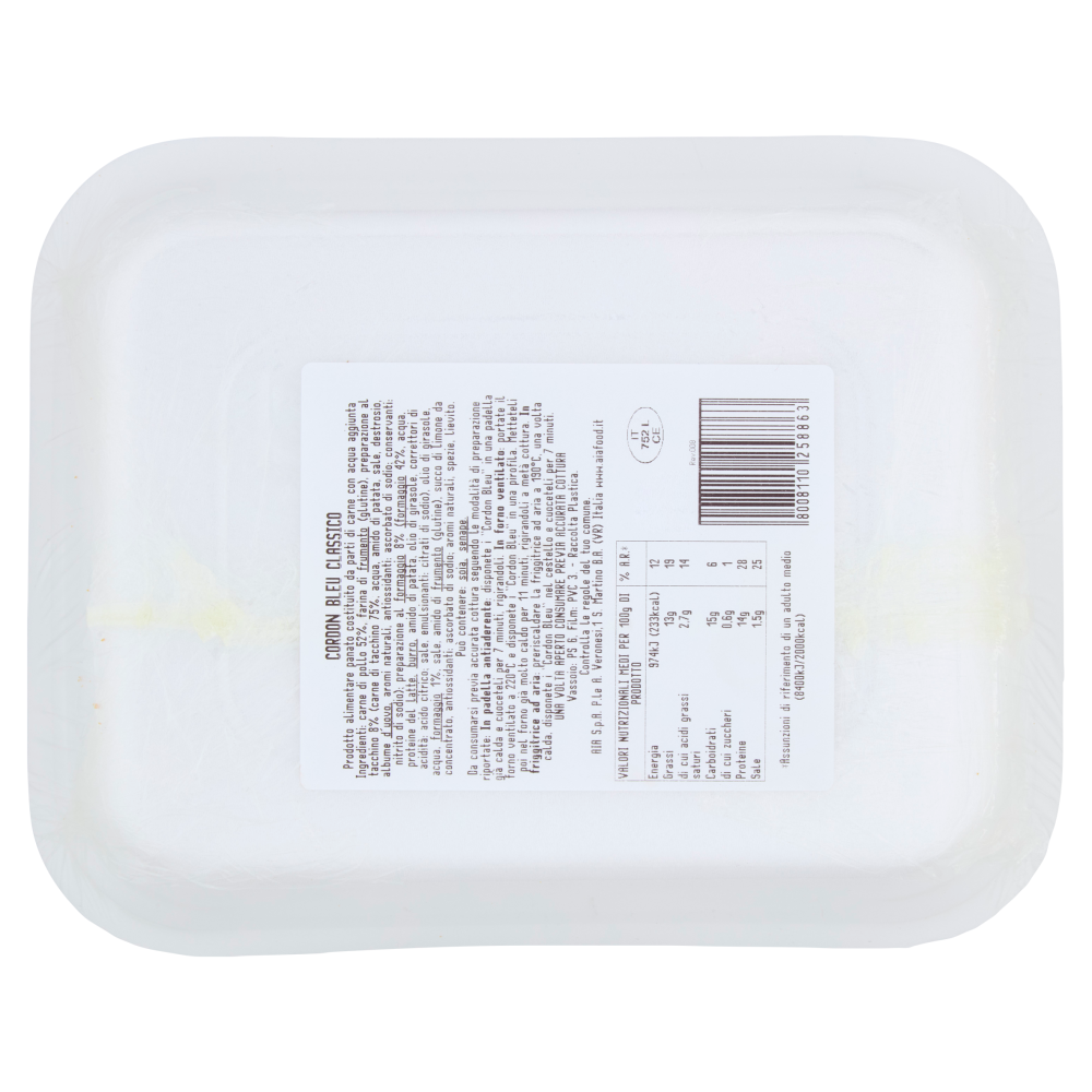 Aia gli Originali Cordon Bleu Classico con Ripieno di Tacchino e Formaggio 0,490 kg