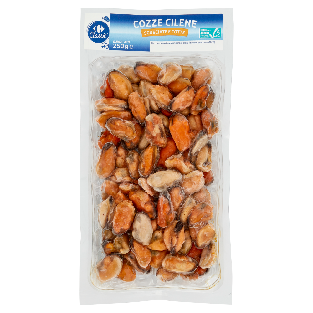 Carrefour Classic Cozze Cilene Sgusciate e Cotte Surgelato 250 g