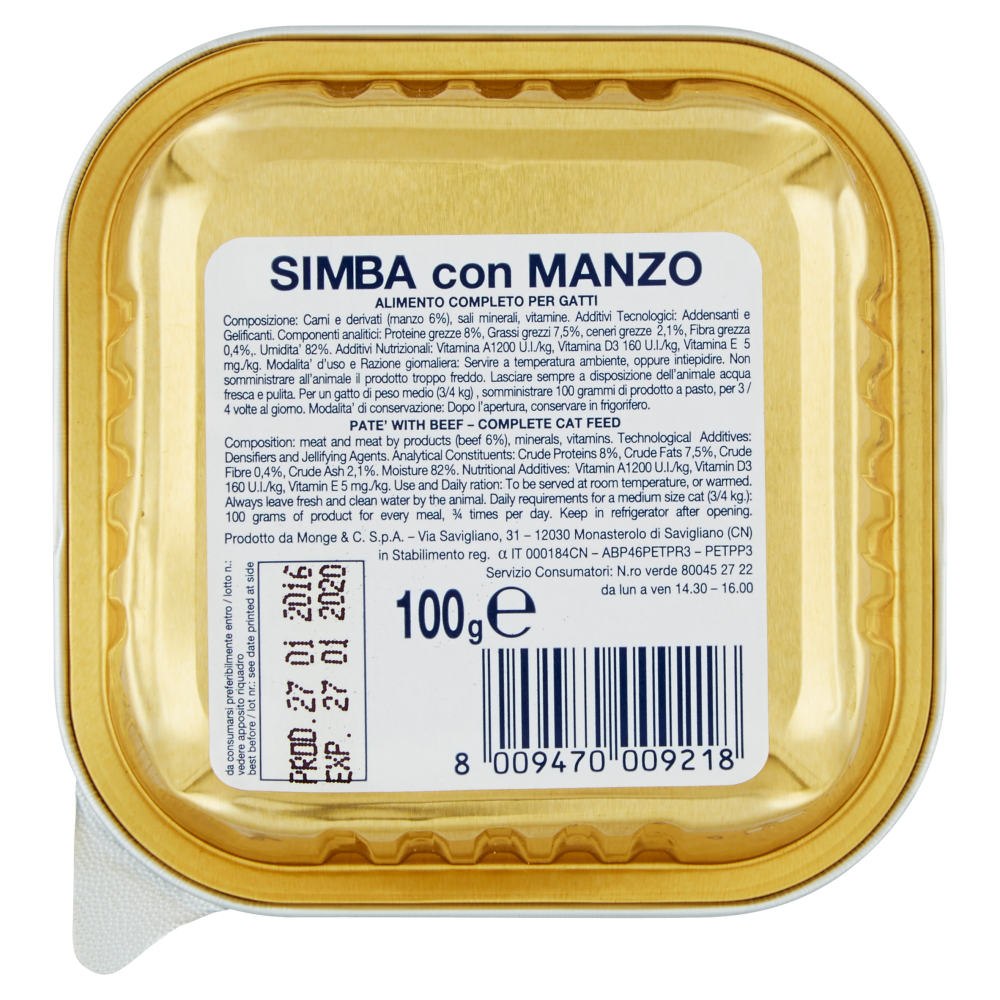 Simba Patè con Manzo 100 g