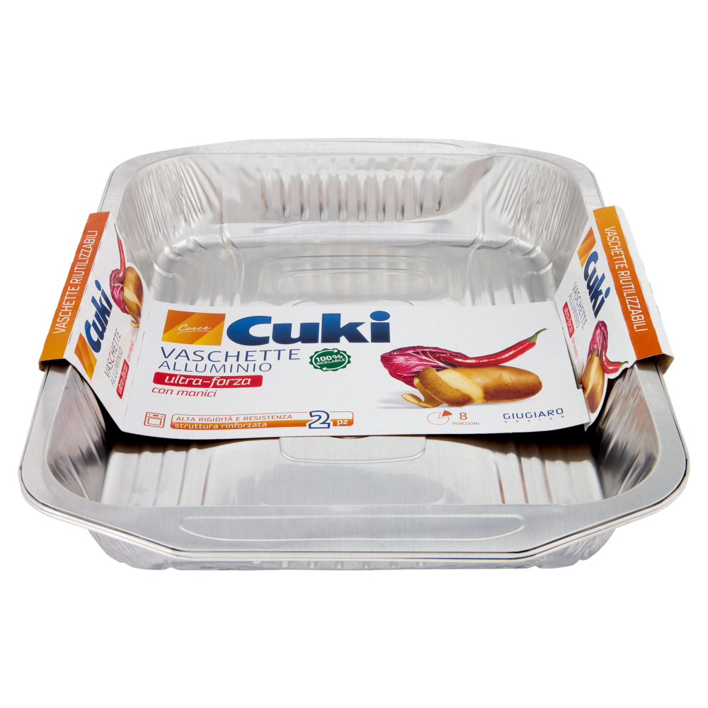 Cuki Cuoce Vaschette Alluminio ultra-forza con manici 8 Porzioni 2 pz