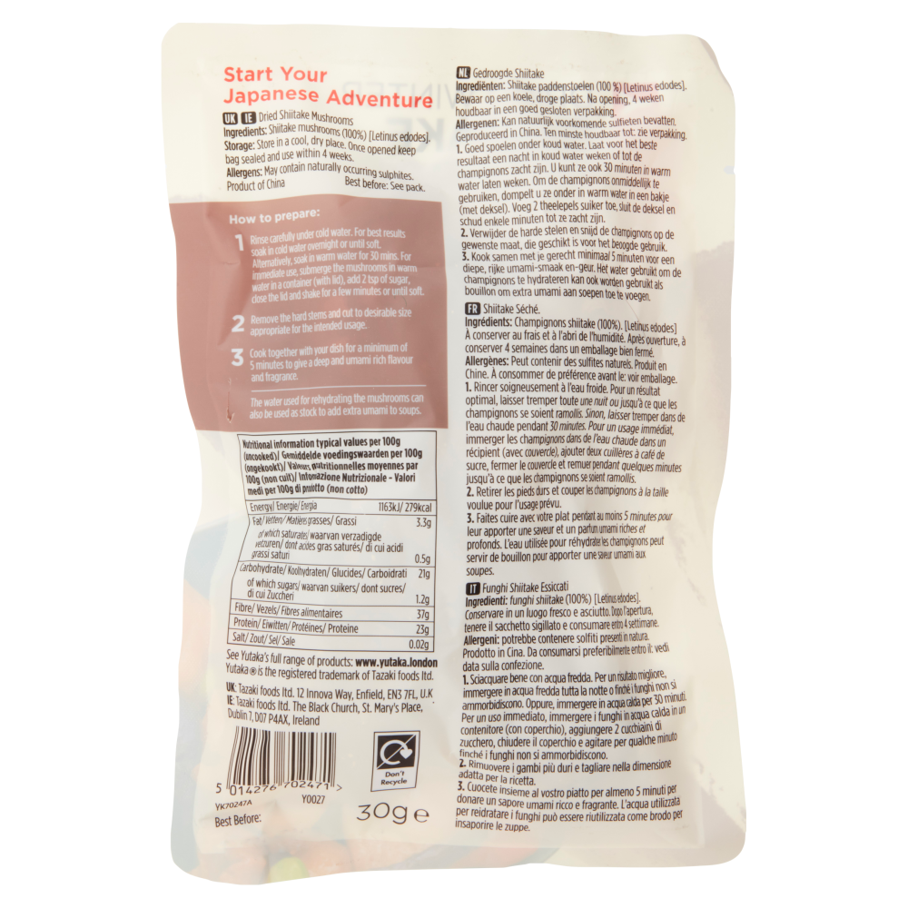 Yutaka Dried Winter Shiitake Mushrooms 30 g