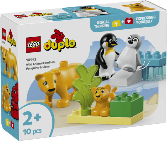 LEGO DUPLO 10442 Famiglie di Animali: Pinguini e Leoni, Giochi Didattici per Bambini e Bambine da 2+ Anni, Giocattolo Creativo