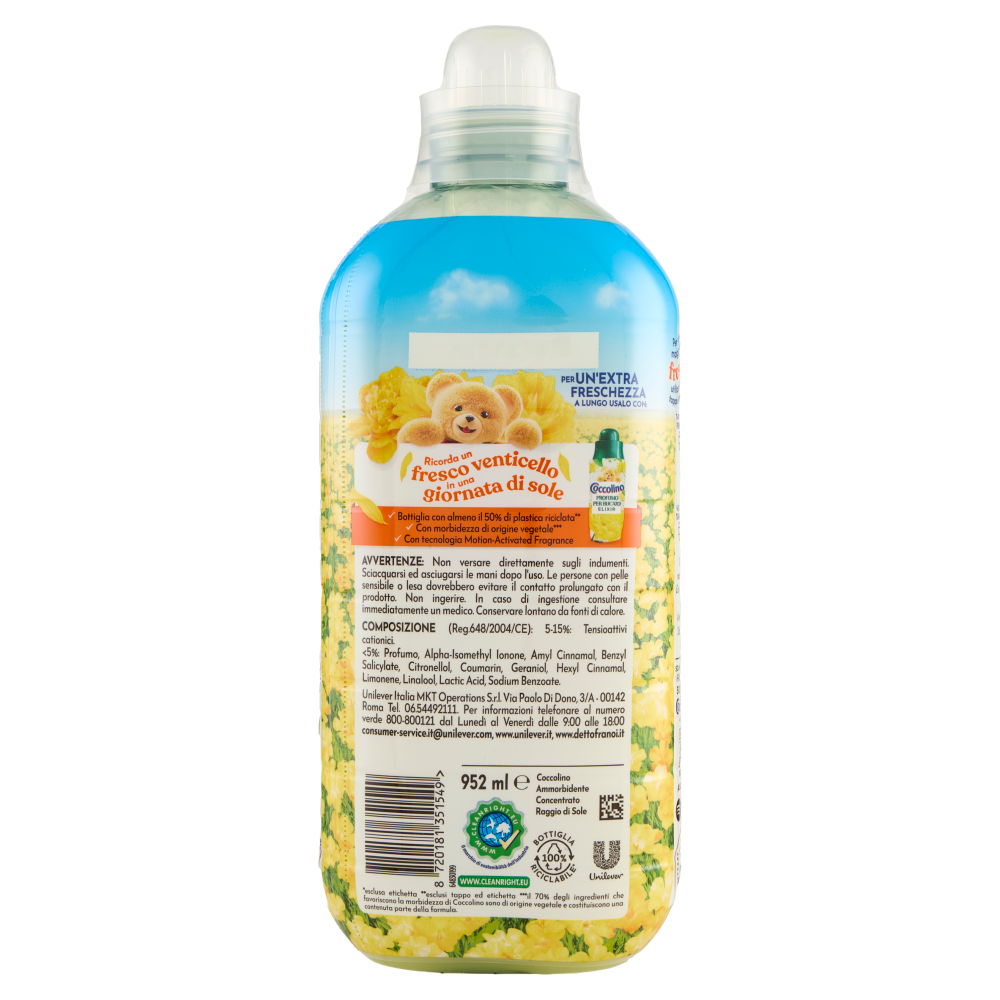 Coccolino Ammorbidente Concentrato Fresh Raggio di Sole 41 Lavaggi 952 ml