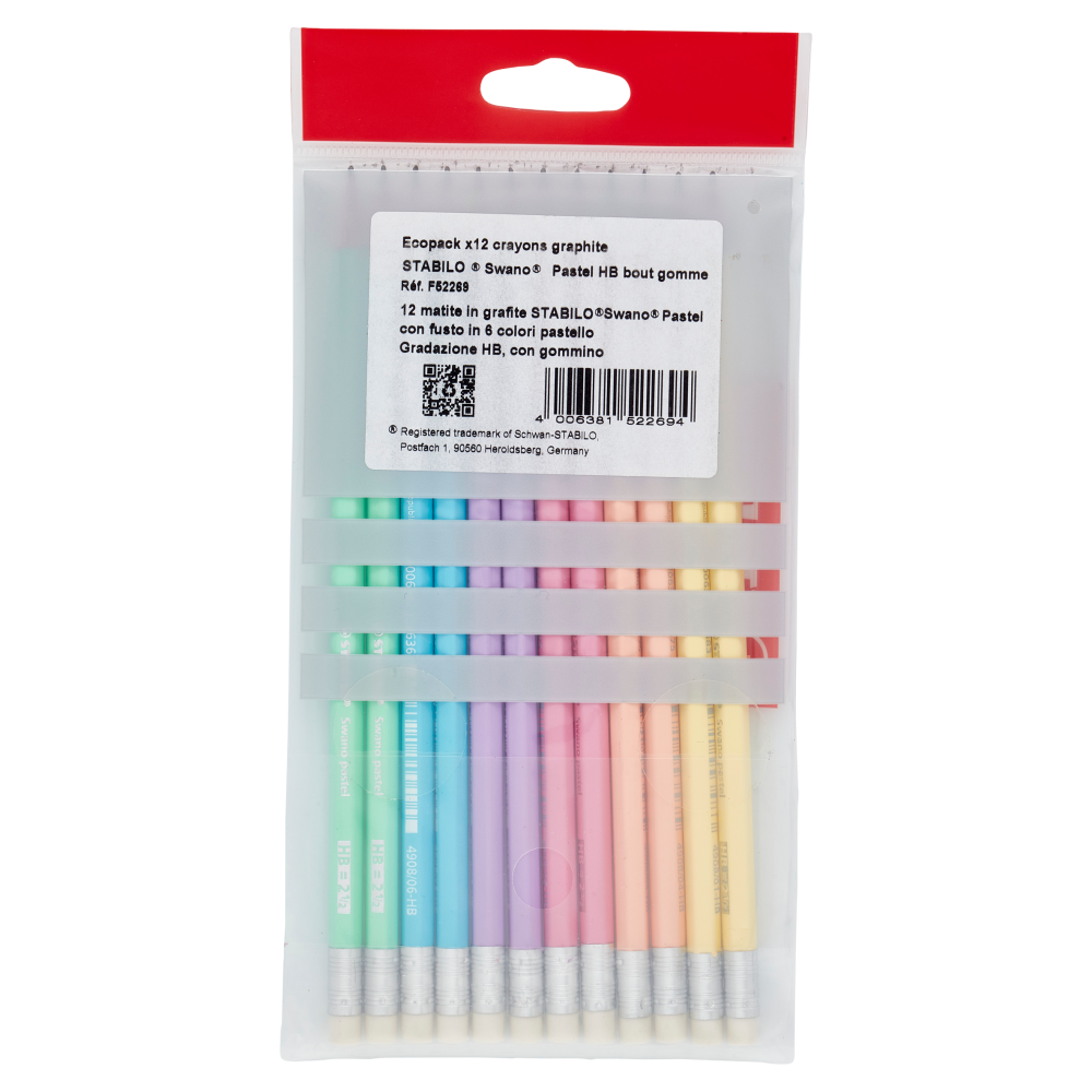 STABILO Swano Pastel HB=2 &frac12; con gommino - Ecopack da 12 pz.