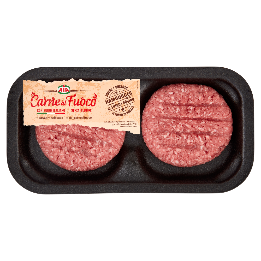 Aia Carne al Fuoco Hamburger di Suino e Bovino 0,200 kg