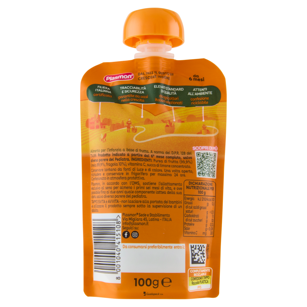 Plasmon il Frullato Mela, Fragola 100 g