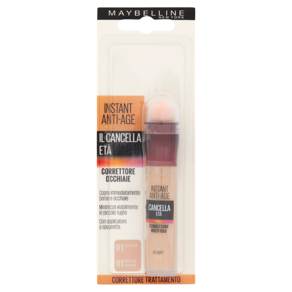Maybelline New York Correttore Liquido Il Cancella Età, Copre Occhiaie e Piccole Rughe, 01 Light