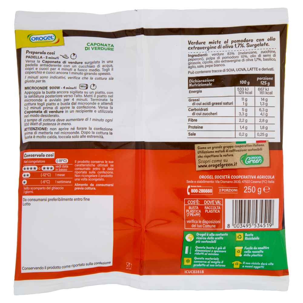 Orogel Gusto Ricco Caponata di Verdure Surgelati 250 g