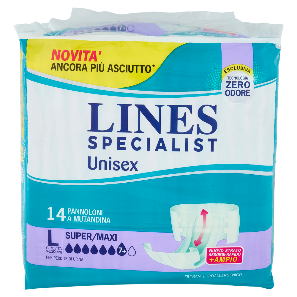 Lines Specialist Unisex Pannoloni a Mutandina L Super/Maxi 14 pz