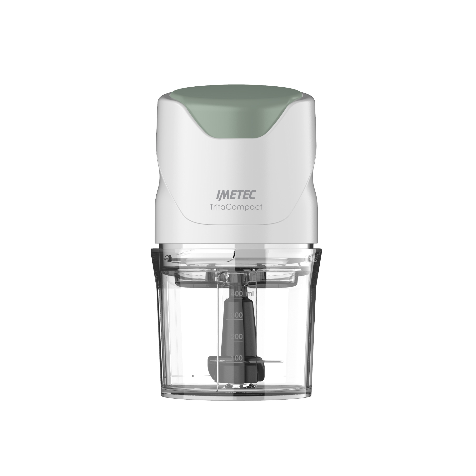 Imetec Tritacompact tritatutto, Lame in acciaio inox, Capienza contenitore 400 ml, Funzionamento a pressione, Compatto, 350 w