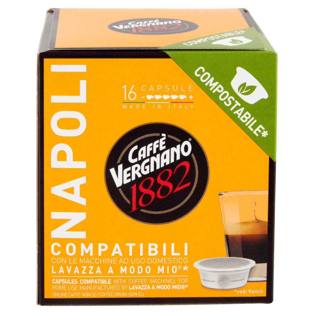 Caffè Vergnano 1882 Napoli Compostabile** Capsule Compatibili Lavazza a Modo Mio* 16 x 7,5 g