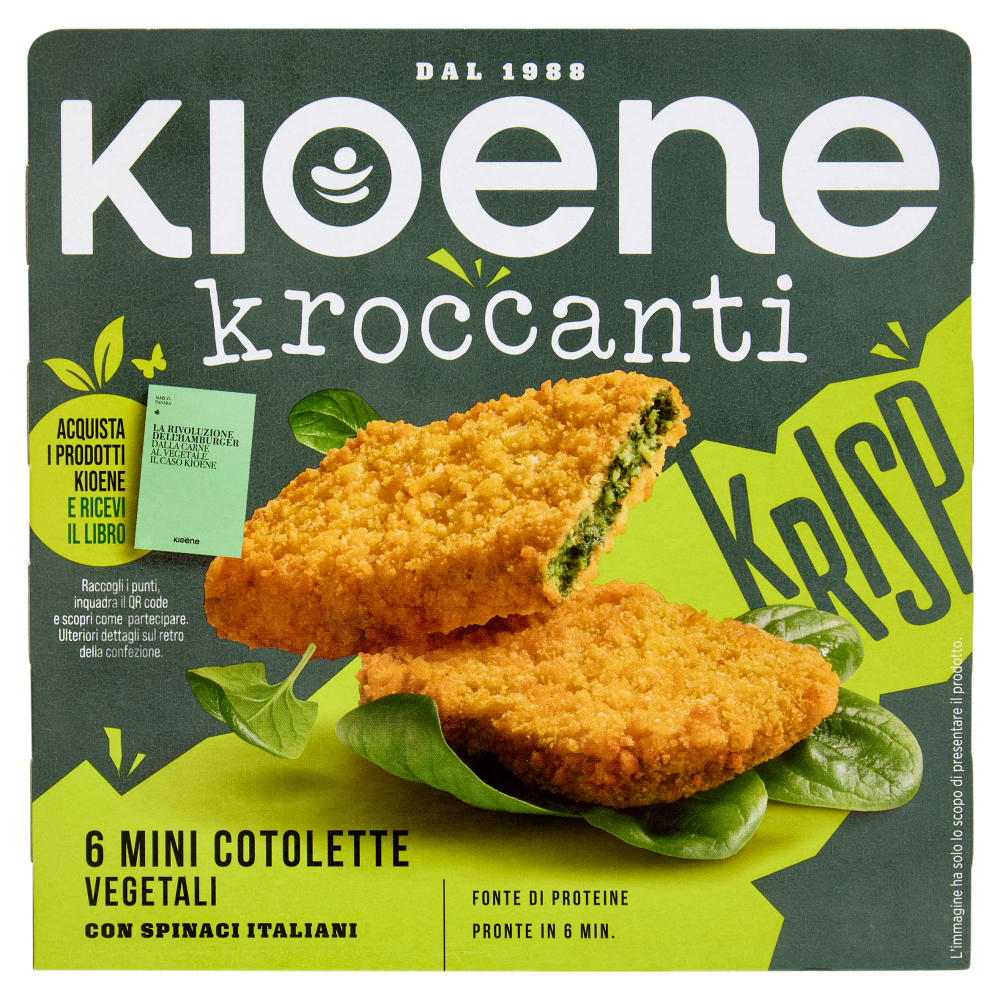 Kioene Kroccanti 6 Mini Cotolette Vegetali con Spinaci Italiani 200 g