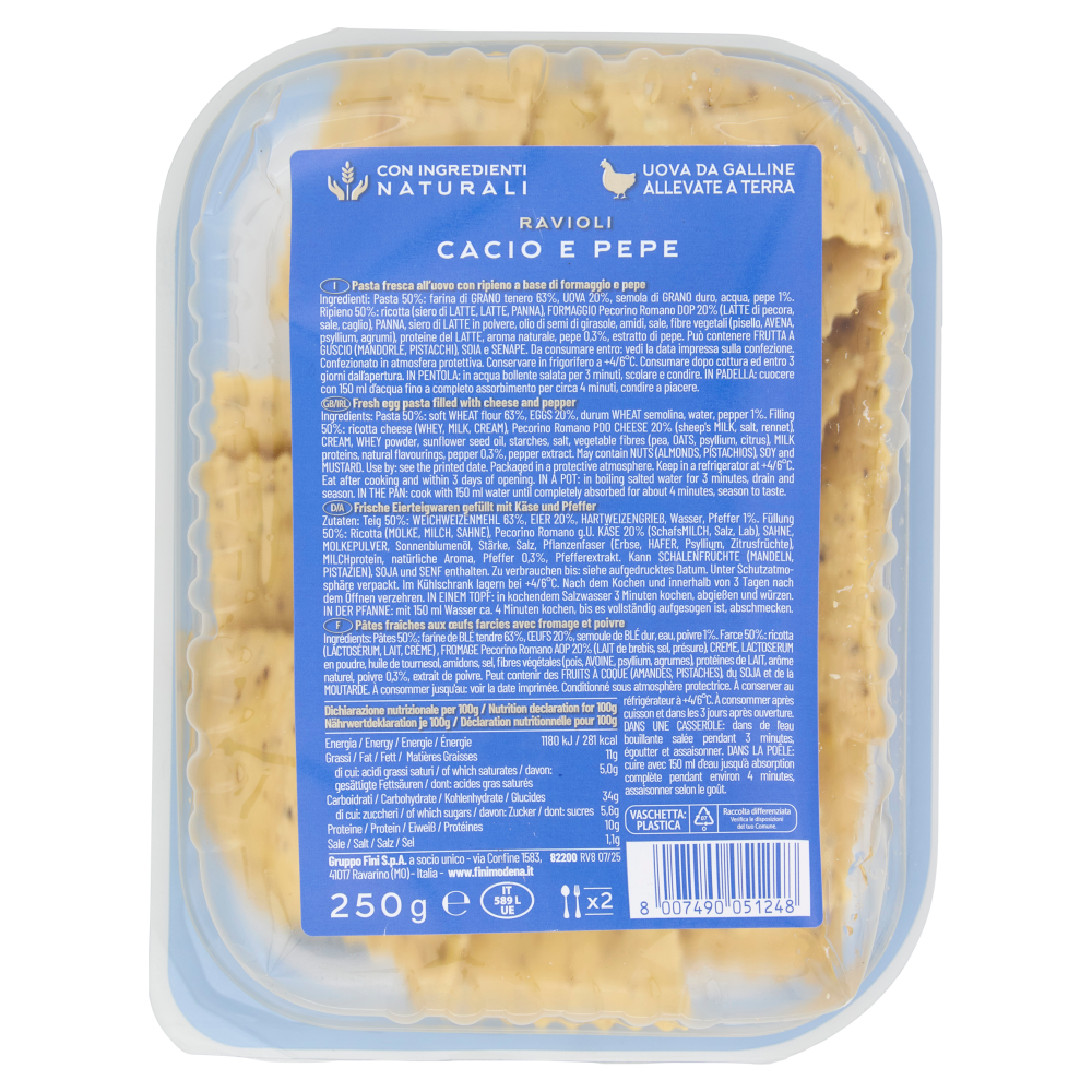 Fini Ravioli Cacio e Pepe 250 g