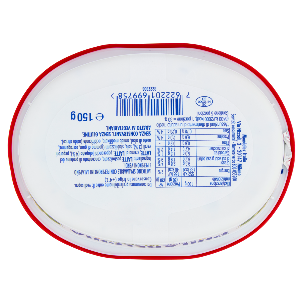 Philadelphia Formaggio Fresco Spalmabile con Peperonicini Jalapeño e Peperoni Verdi - 150 gr