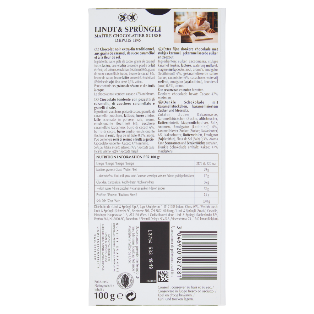 Lindt Excellence Tavoletta Caramello Salato 100 g