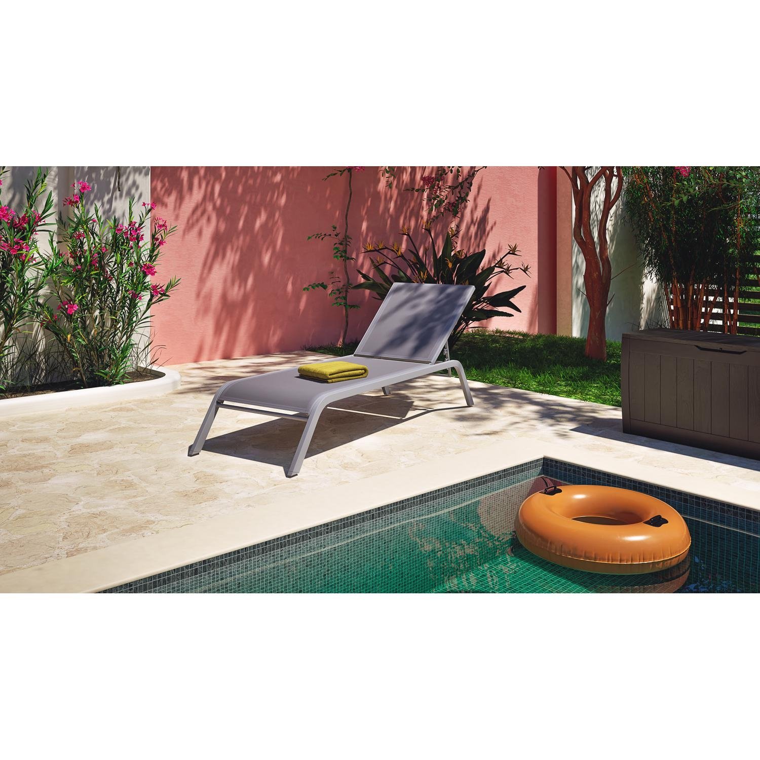 Hyba Lettino prendisole textilene con cuscino GRIGIO