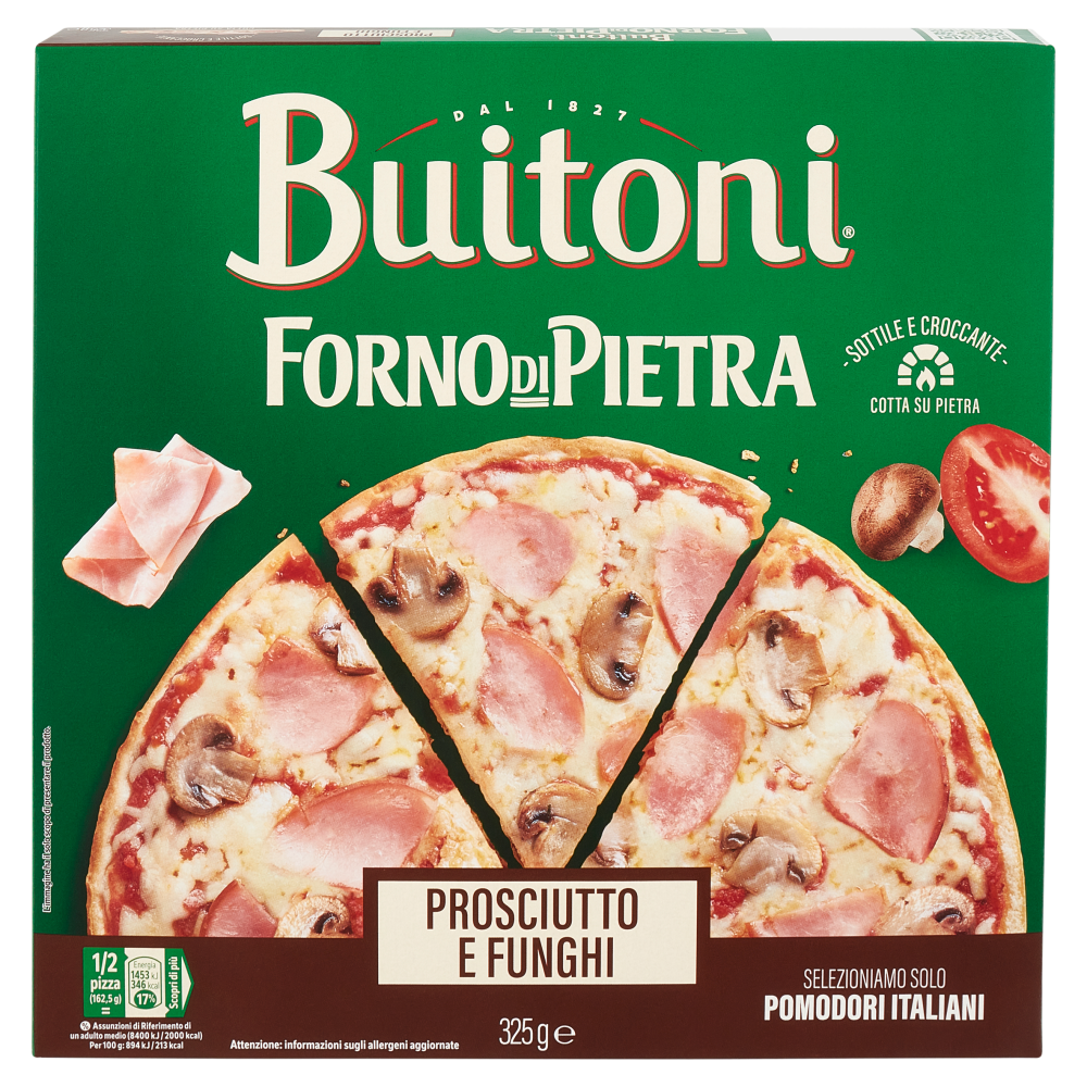 Buitoni Forno di Pietra Prosciutto e Funghi Pizza Surgelata 1 pizza 325 g