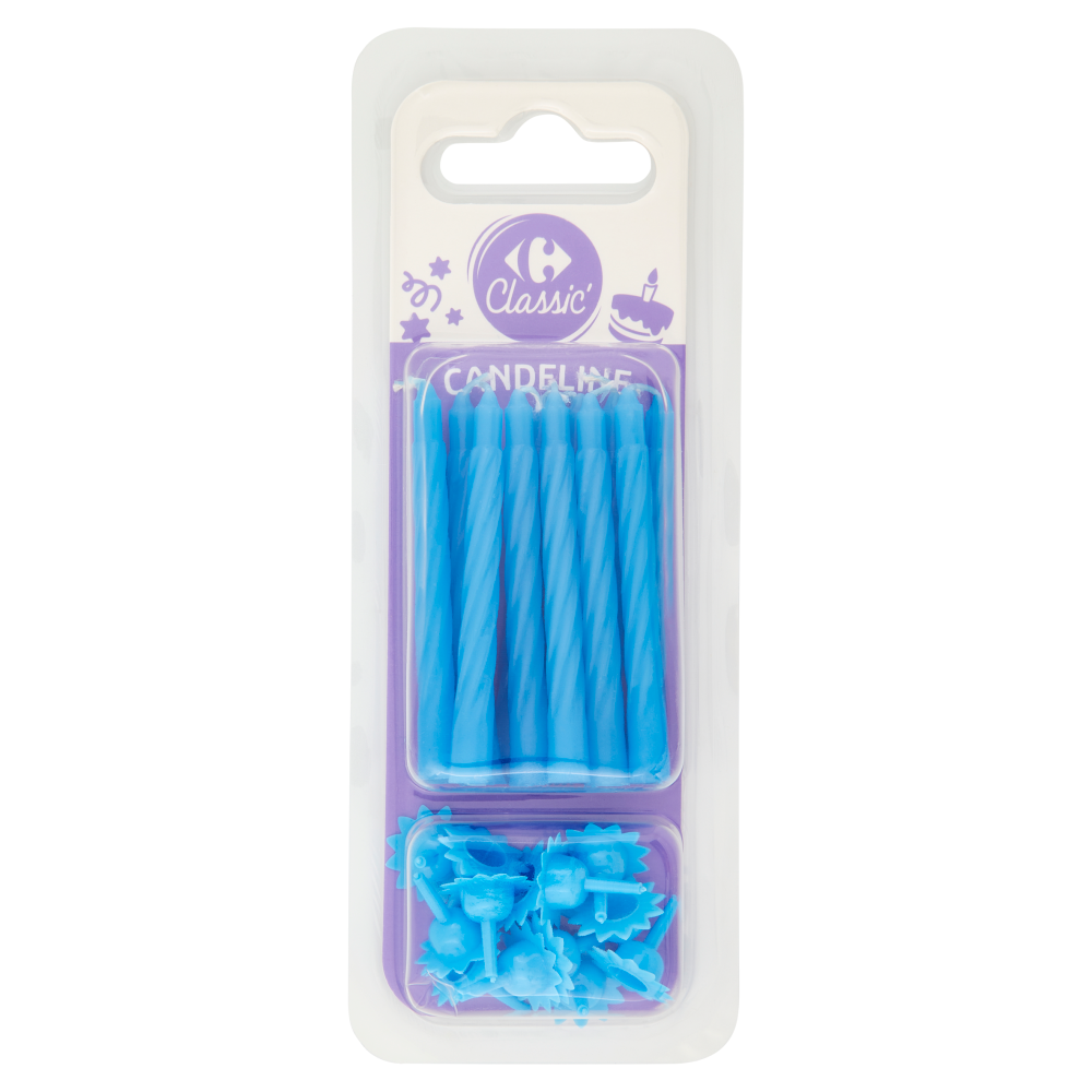 Carrefour Classic Candeline azzurre con supporti 12 pz