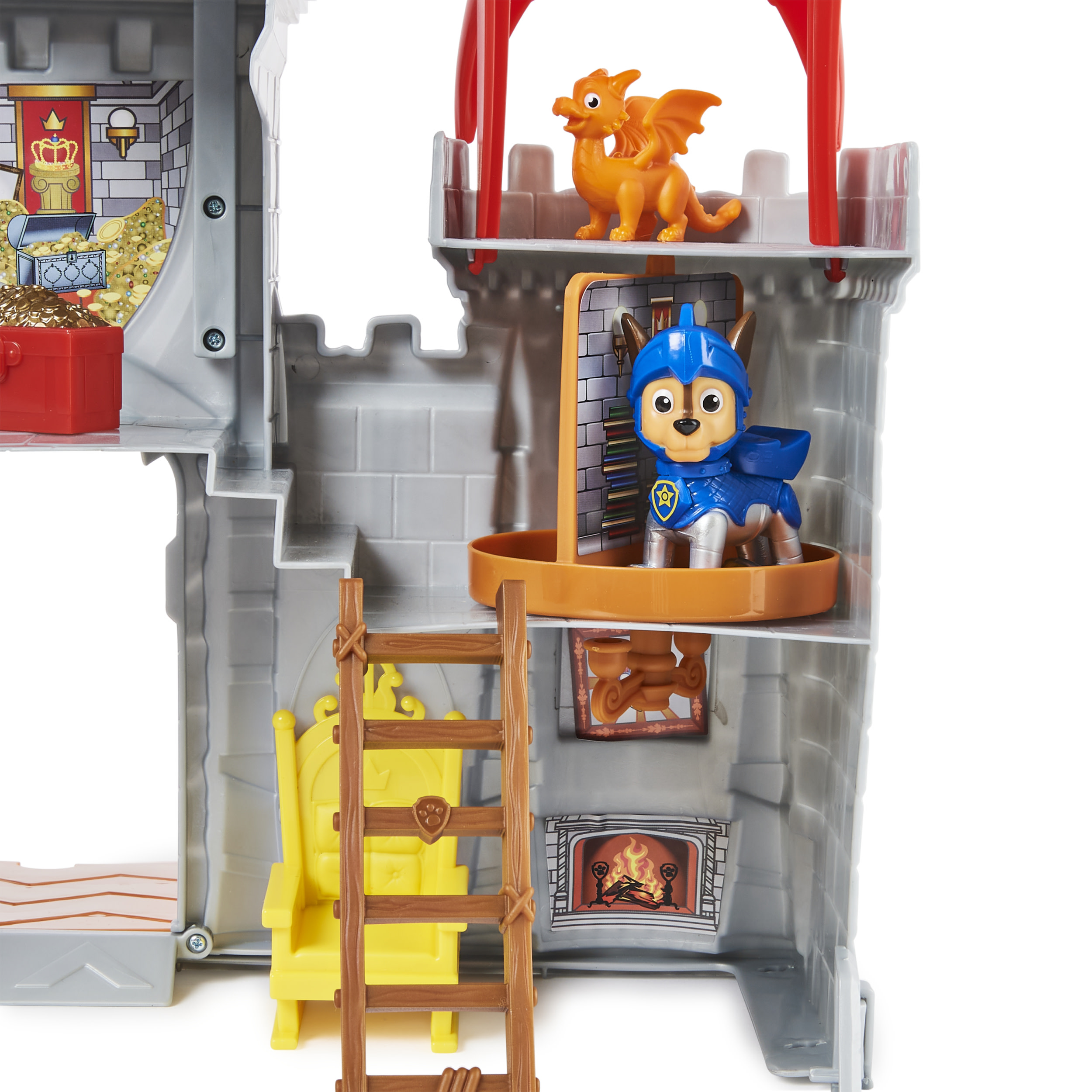 PAW Patrol , set di gioco trasformabile da 11 pezzi Castle HQ Rescue Knights con action figure di Chase e del mini drago Draco, giocattoli per bambini dai 3 anni in su