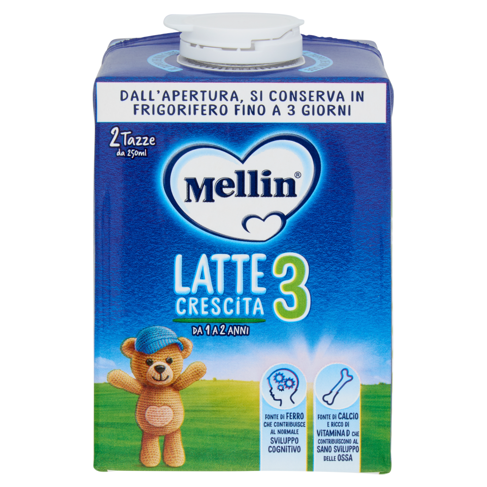 MELLIN 3 - Latte di Crescita Liquido, dal 12° mese compiuto al 24°, Fonte di Ferro, 500ml