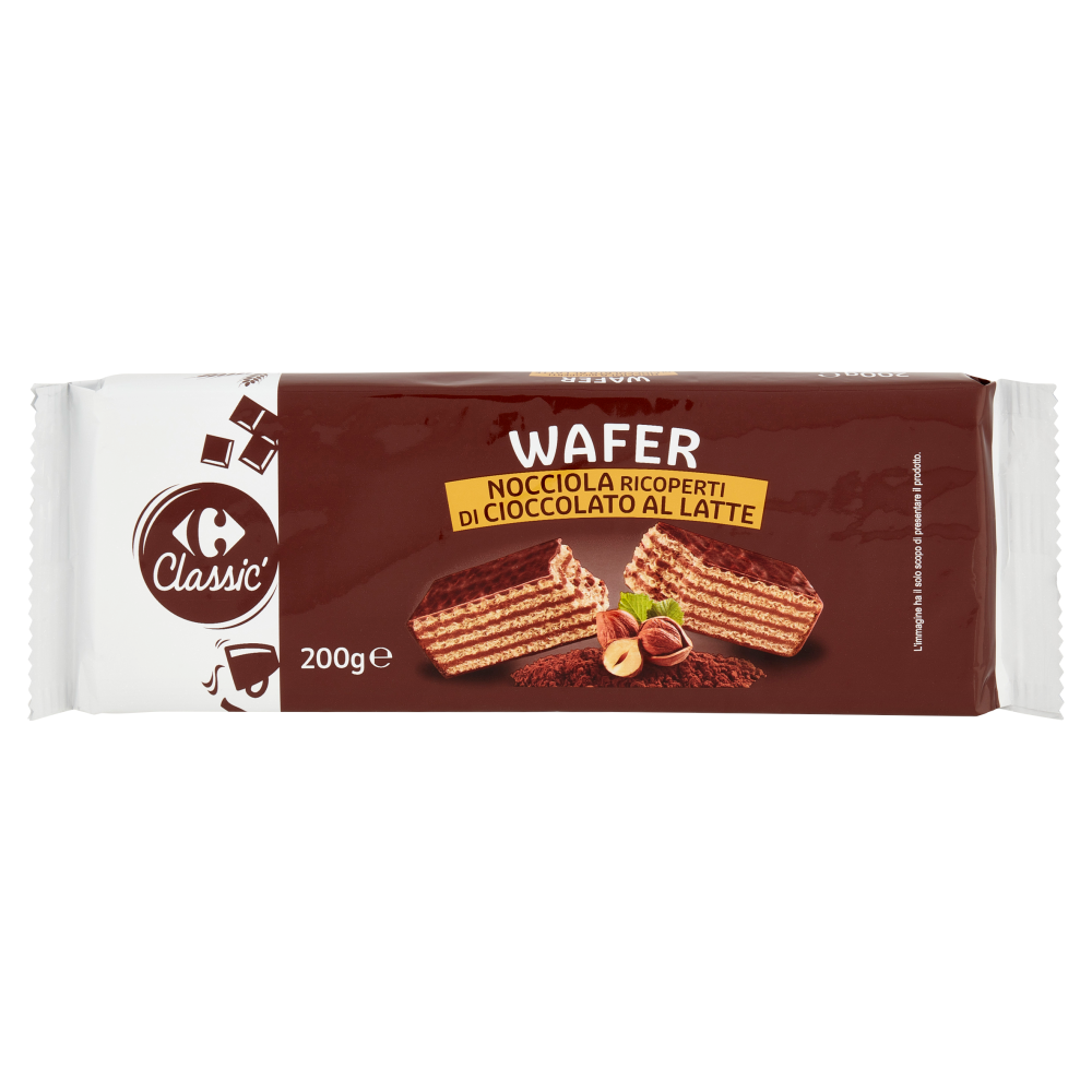 Carrefour Classic Wafer Nocciola Ricoperti di Cioccolato al Latte 200 g