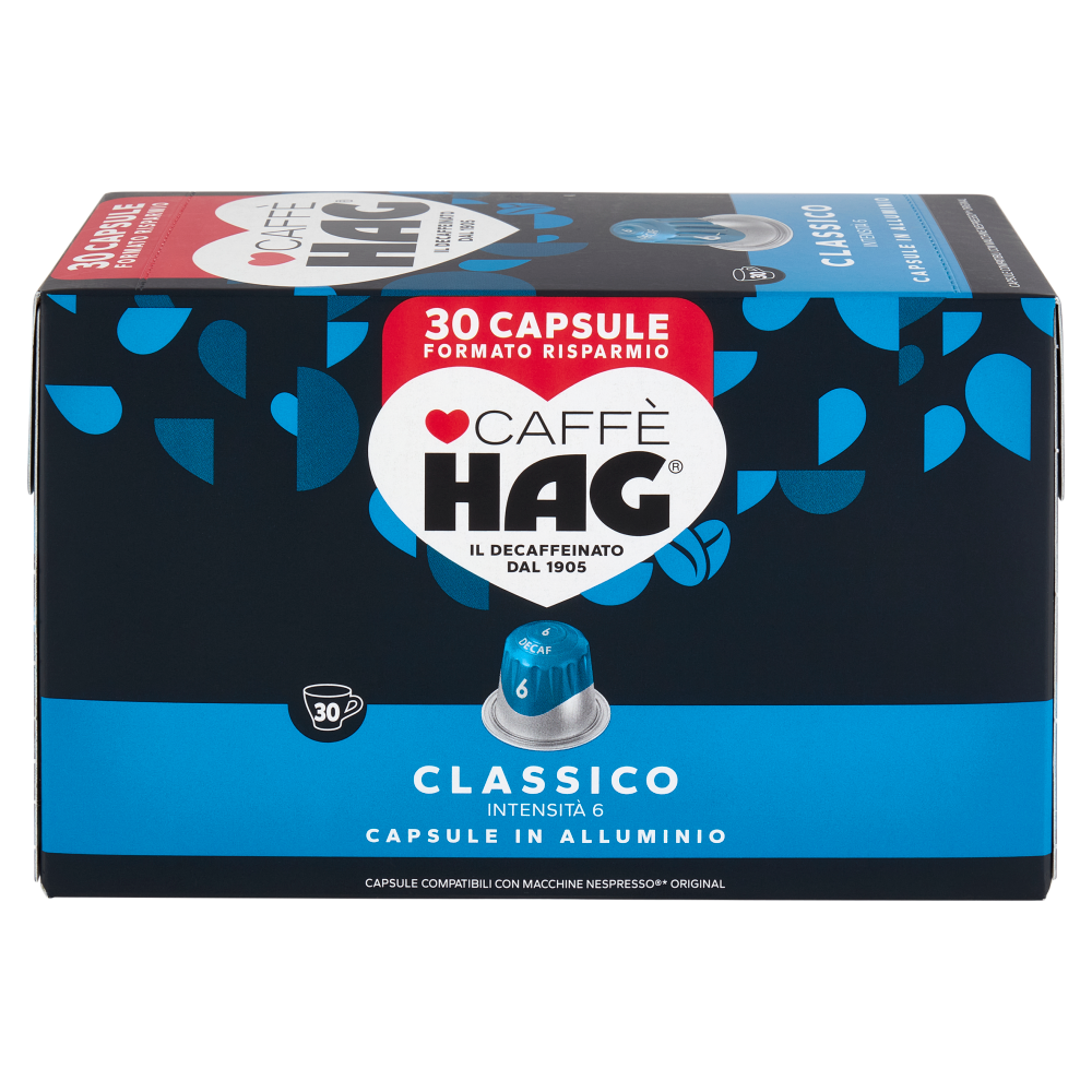 Caffè HAG Classico 6- 30 Capsule Caffè Compatibili con Macchine Nespresso*® Original 156g