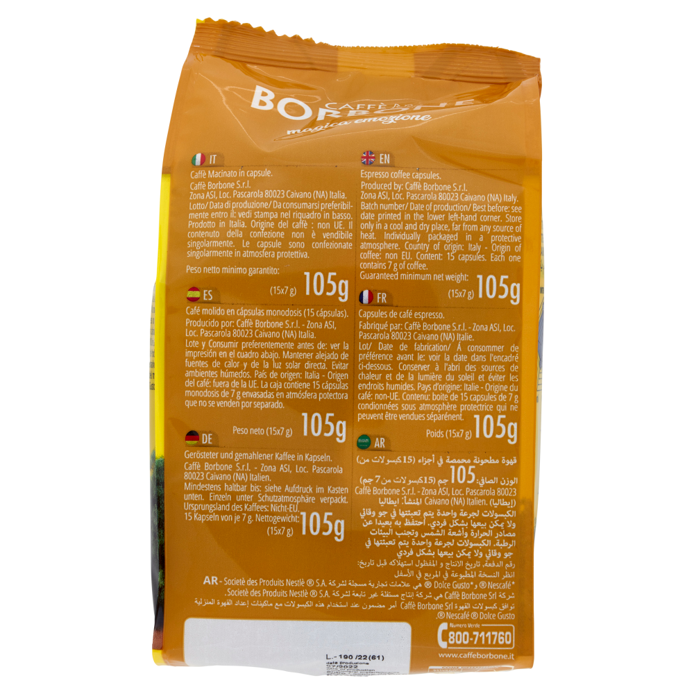Caff&egrave; Borbone Miscela Nobile Capsule Compatibili Nescaf&eacute;* Dolce Gusto* 15 x 7 g