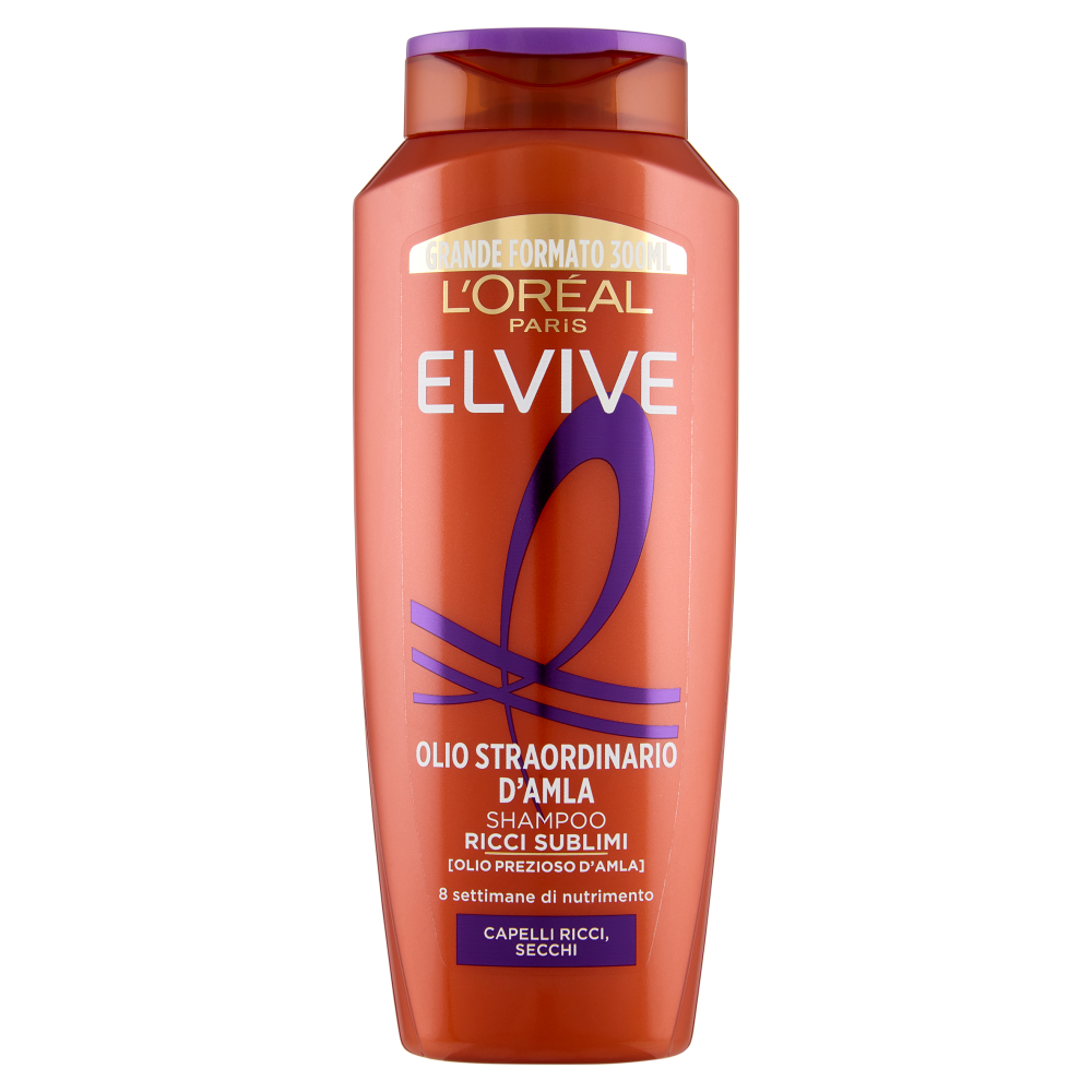 Elvive Olio Straordinario d'Amla Shampoo Ricci Sublimi, per Capelli Ricci, Secchi, 300 ml