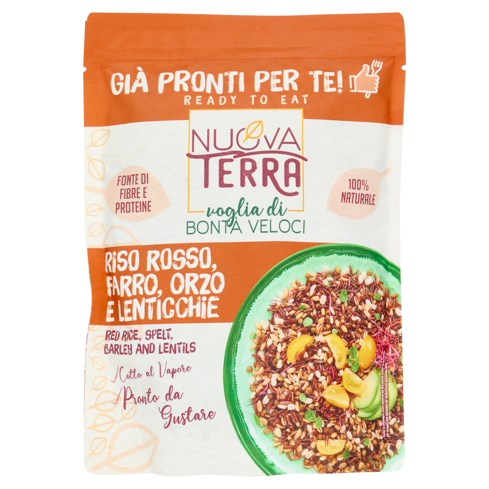 Nuova Terra Gi&agrave; Pronti per Te! Riso Rosso, Farro, Orzo e Lenticchie 250 g