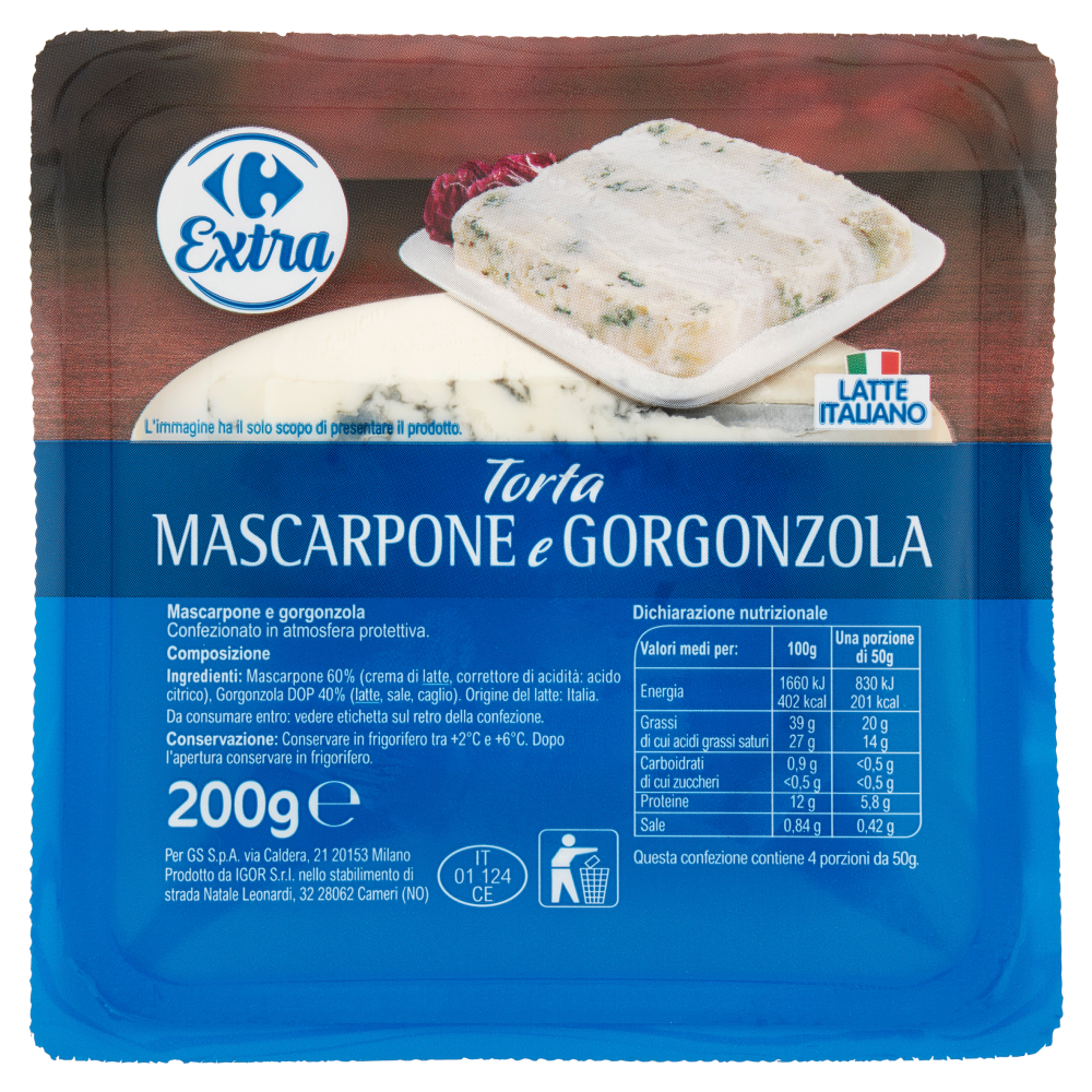 Carrefour Extra Torta Mascarpone e Gorgonzola 200 g