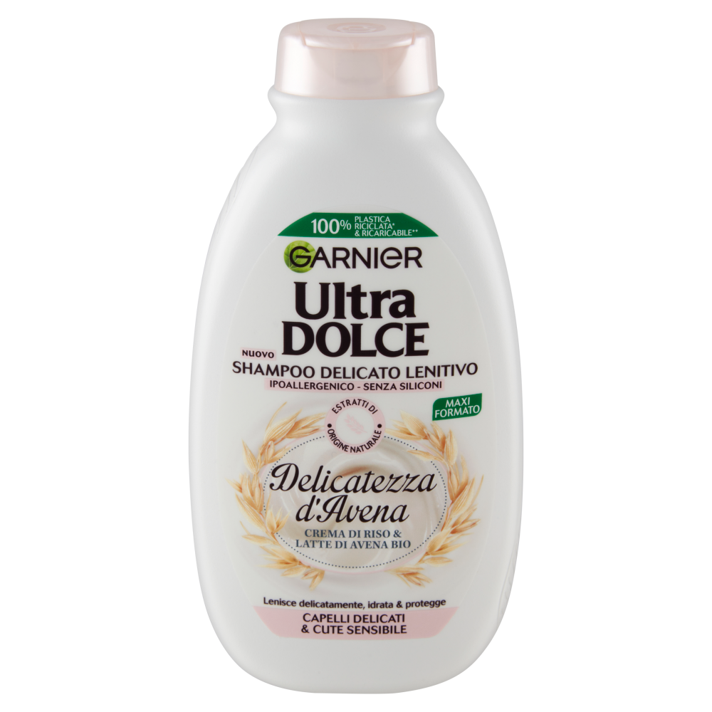 Garnier Ultra Dolce Shampoo Delicatezza D'Avena capelli delicati Crema di riso e latte d'avena 300ml