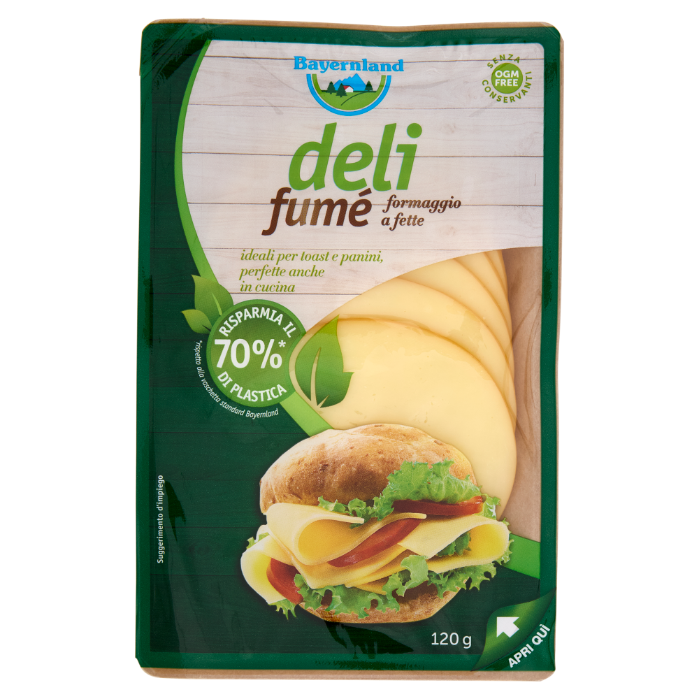 Bayernland deli fum&eacute; Scamorza Affumicata formaggio a fette 120 g