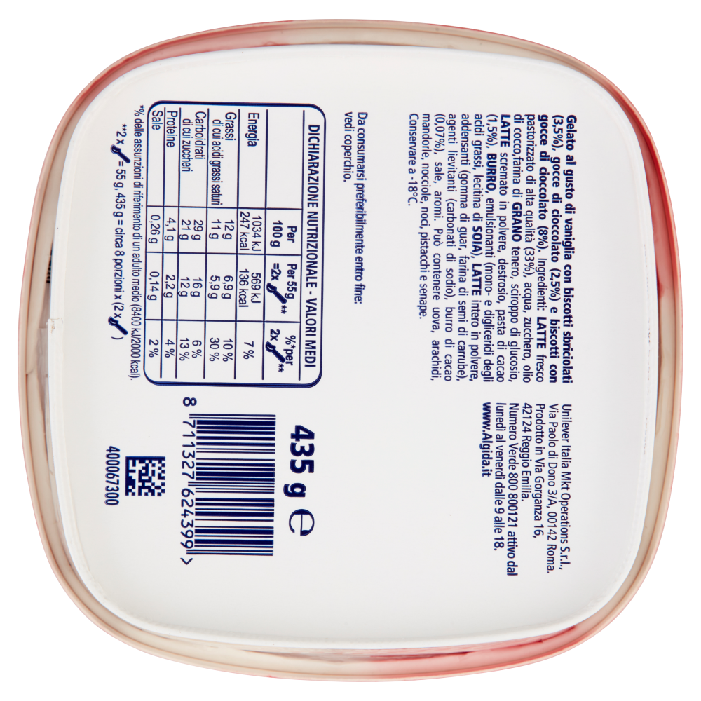 Gocciole Cremoso Gelato al Gusto di Vaniglia con Mini Gocciole 435 g