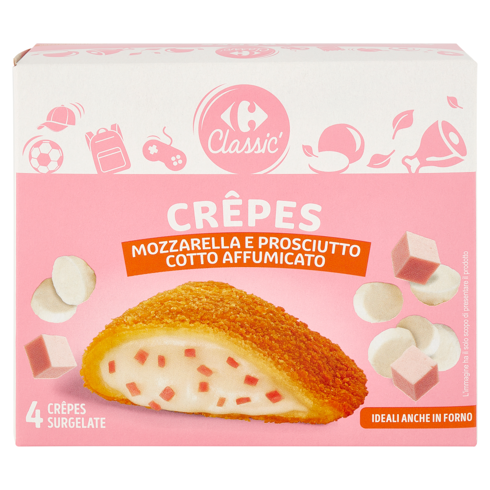 Carrefour Classic Crêpes Mozzarella e Prosciutto Cotto Affumicato 4 x 62,5 g